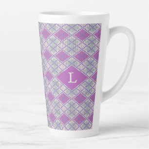 LILAC ARGYLE KNIT Tall Latte Mug + Initial