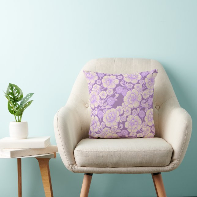 Lilac 💜 Baroque Floral Throw Pillow (Chair)