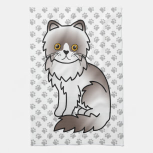 Lilac Bi-Colour Persian Cute Cartoon Cat Kitchen Towel