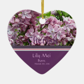 Lilac Birth Announcement Ornament