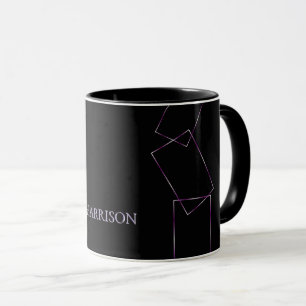 Lilac Black Geometric Frame Custom Coffee Mug