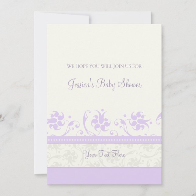Lilac Blanc Floral Custom Baby Shower Invitations (Devant)