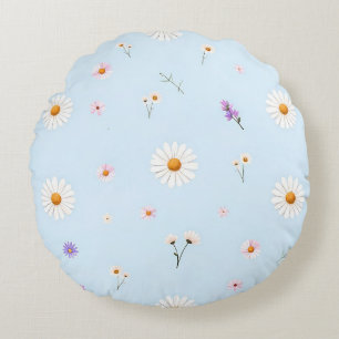 Lilac Bloomlets Round Pillow