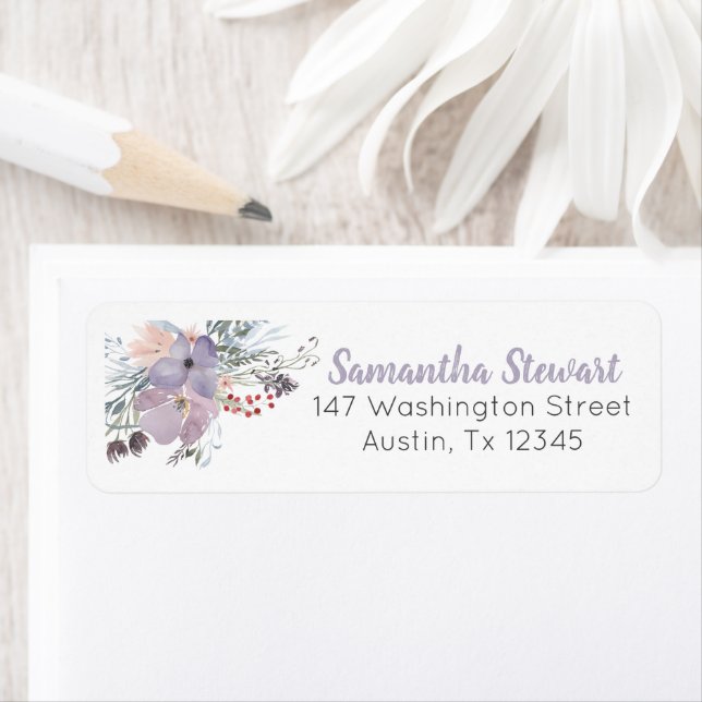 Lilac Blooms Floral Custom Stationery Adresse (En situation)