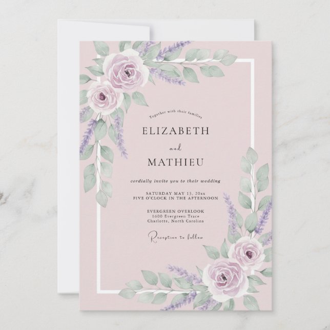 Lilac Blossom Floral Wedding Invitation (Front)