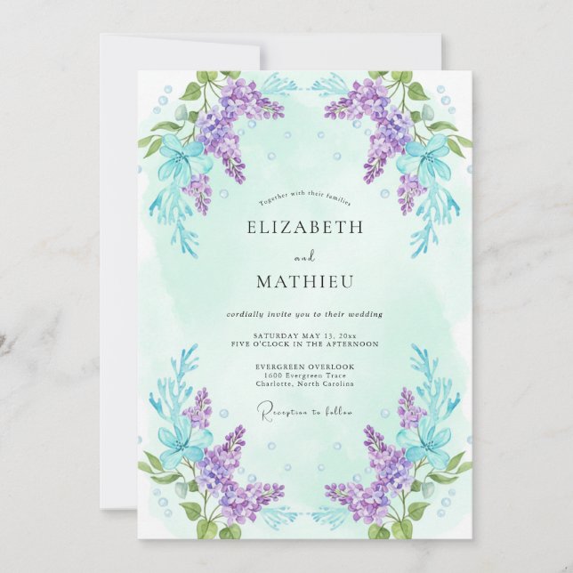 Lilac Blossom Romance Wedding Invitation (Front)