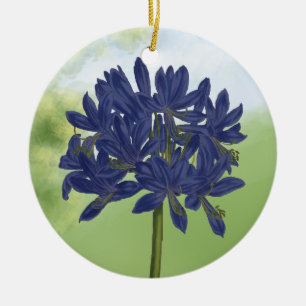 Lilac Blue Agapanthus in the Garden Ceramic Ornament