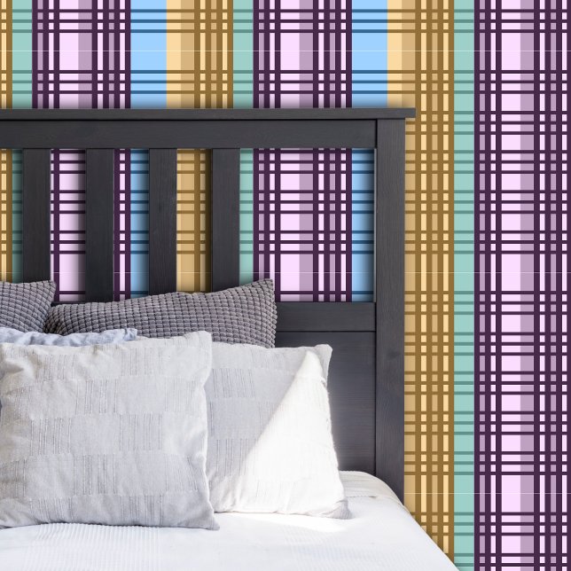 Lilac Blue Yellow Green Plaid Elegant Pattern Wallpaper (Creator Uploaded)