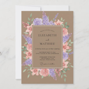 Lilac Blush Floral Artistry Wedding Invitation