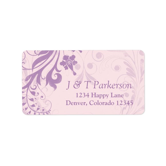 Lilac Blush Pink Floral Wedding Address Label (Front)