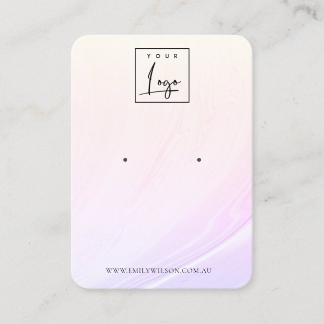 Lilac Blush Yellow Wave Hologram Earring Display Business Card (Front)
