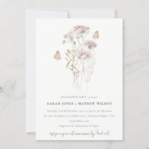 Lilac Boho Wildflower Fern Botanical Engagement Invitation