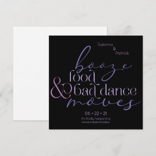 Lilac Booze Food Bad Dance Moves Save theDate Invitation