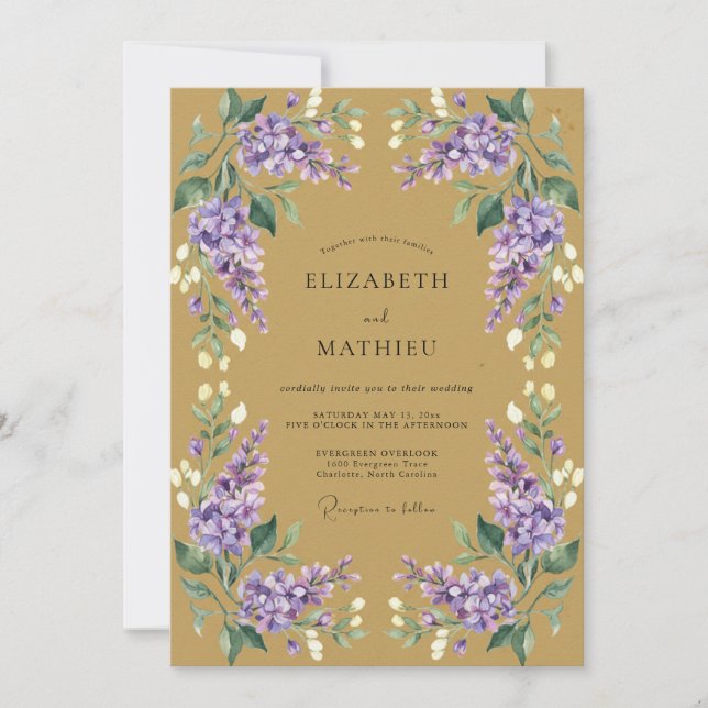 Lilac Botanical Whimsy Wedding Invitation (Front)