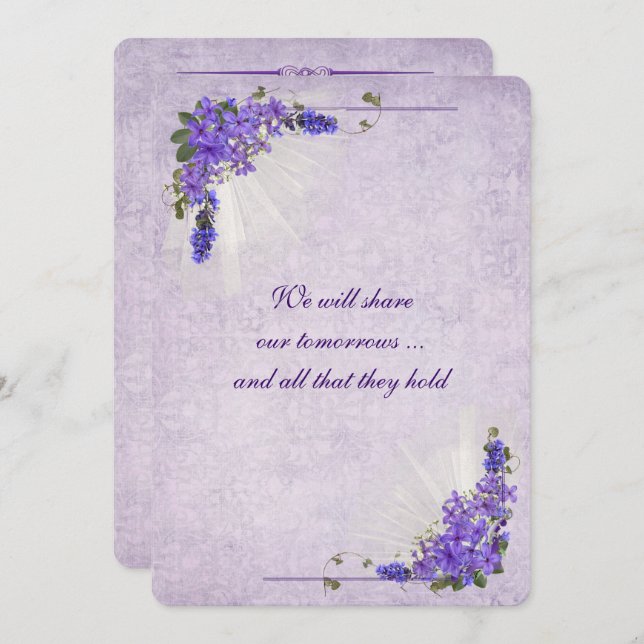 Lilac Bouquet Wedding Invitation (Front/Back)
