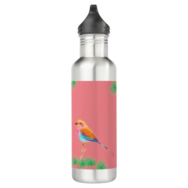 Lilac Breasted Roller Bird Water Bottle (Right)