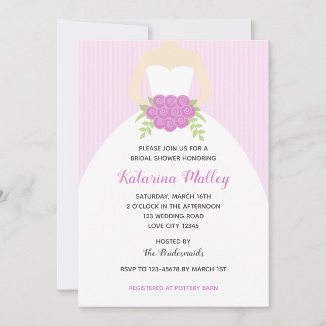 Lilac Bridal Shower Invitations (Wedding Gown) (Front)
