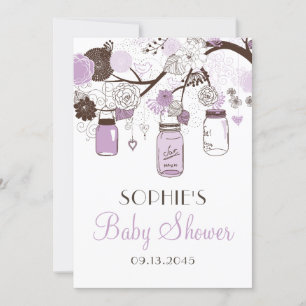 Lilac & Brown Mason Jars Bébé Douche Invitations