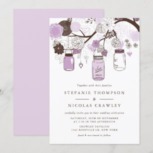 Lilac & Brown Mason Jars Faire-part de mariage Flo
