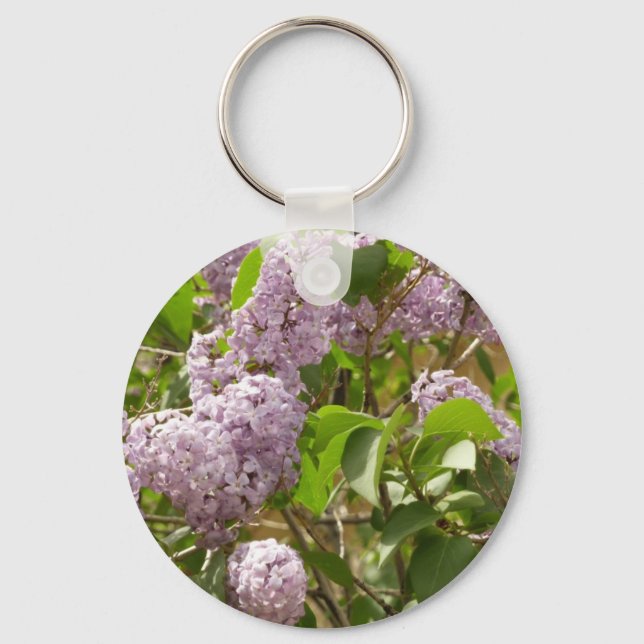 Lilac Bush Beautiful Purple Spring Flowers Keychain (Front)