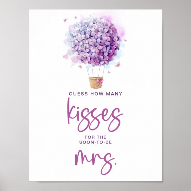 Lilac Butterflies How Many Kisses For The Bride Poster (Front)