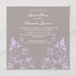 Lilac Butterfly Floral Bridal Shower Invite