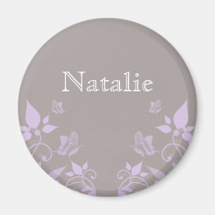 Lilac Butterfly Floral Magnet