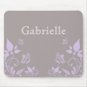 Lilac Butterfly Floral Mousepad