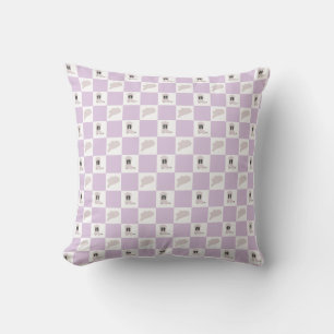 Lilac Chequered Cowgirl Rodeo Pattern Throw Pillow