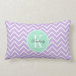 Lilac Chevron with Mint Monogram Lumbar Pillow
