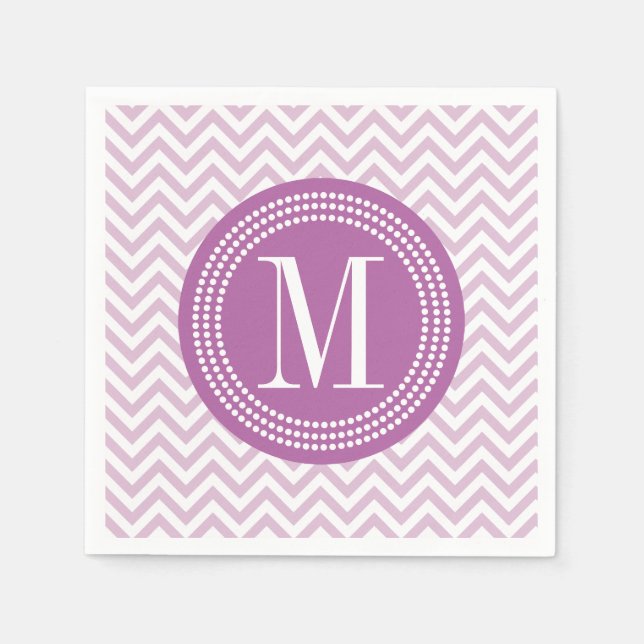 Lilac Chevron Zigzag Personalized Monogram Napkin (Front)