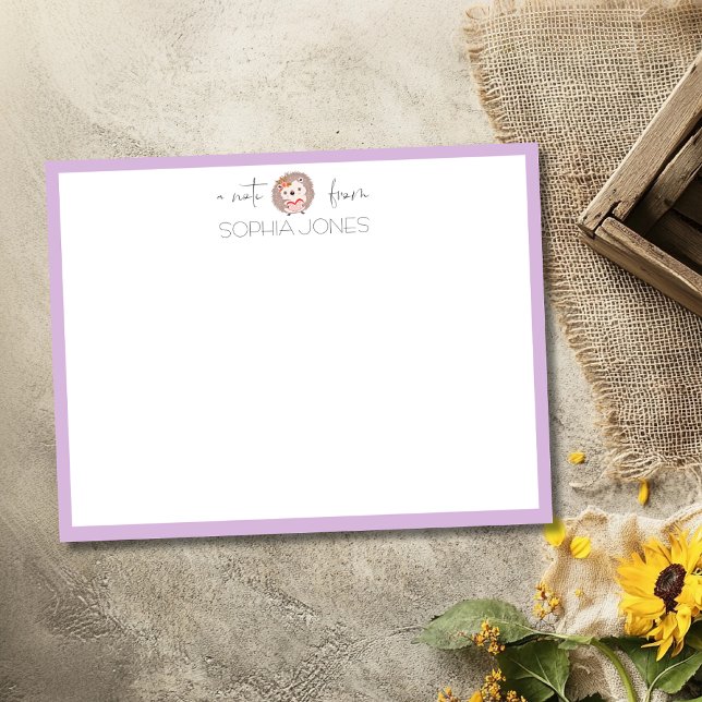 Lilac Chic Hedgehog Stationery Note Card (Creator Uploaded)