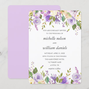 Lilac   Chic Lavender Watercolor Floral Wedding Invitation