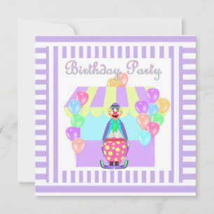 LILAC CICRUS THEME STRIPE PARTY INVITATION