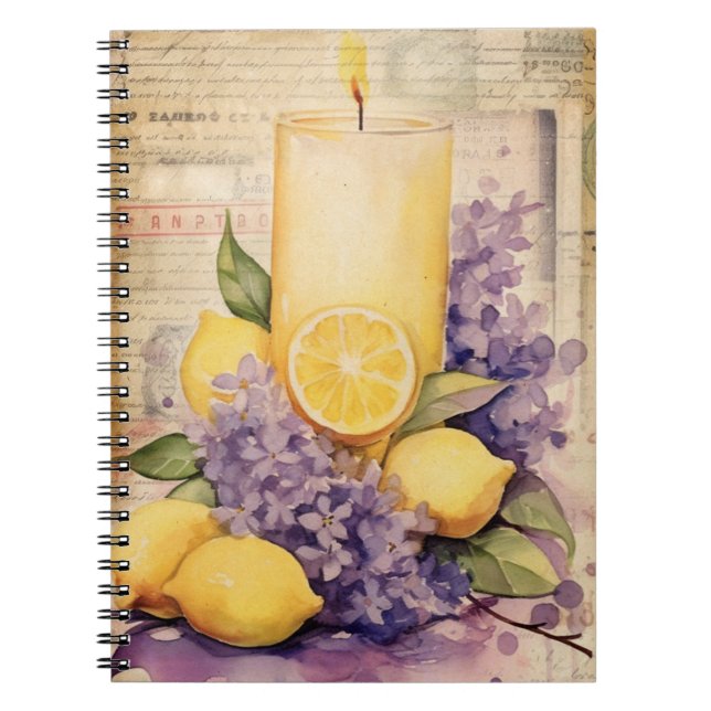 Lilac, Citron Et Carnet Spiral Aux Bougies (Devant)