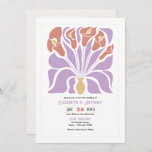 Lilac & Clay Rose Abstract Floral Boho Wedding Invitation