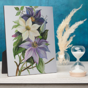Lilac Clematis Vine Acrylic Painting Plaque