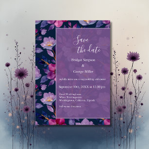 lilac colourful wildflower greenery wedding  invitation