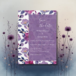 lilac colourful wildflower greenery wedding invitation