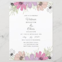 Lilac Cosmos Fleurs mariage invitations