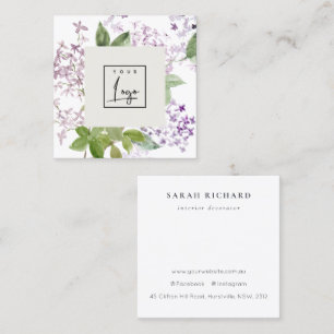 Lilac Cottage Garden Watercolor Floral Bunch Logo Square Business Card