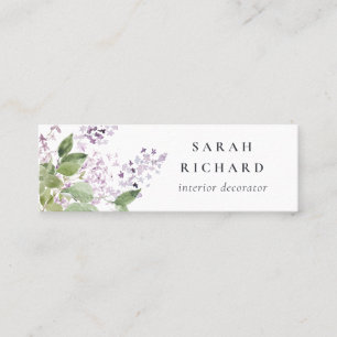 Lilac Cottage Garden Watercolor Floral Bunch Mini Business Card