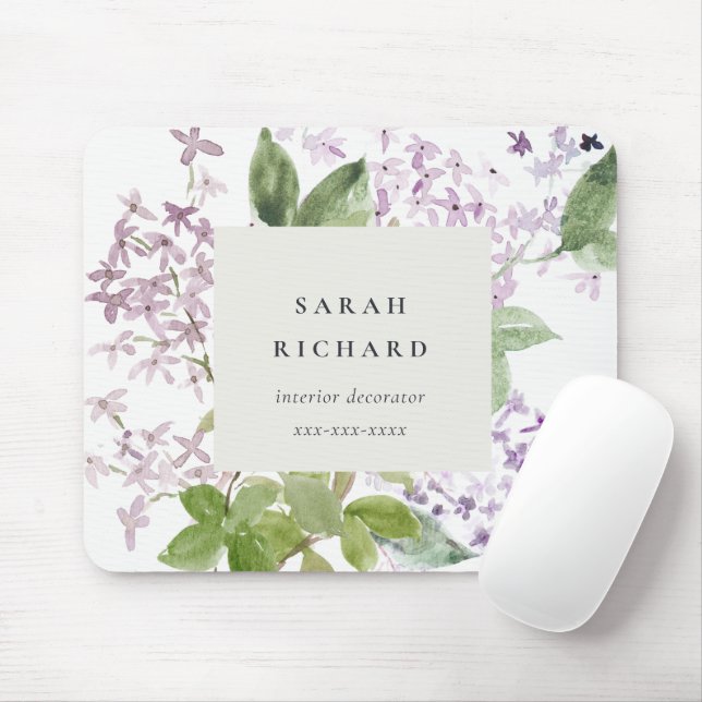 Lilac Cottage Garden Watercolor Floral Bunch  Mouse Pad (With Mouse)