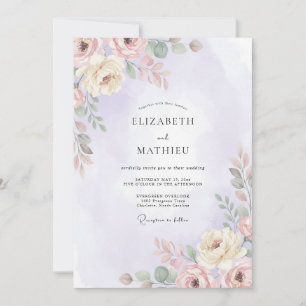 Lilac Cream Peony Wedding Invitation