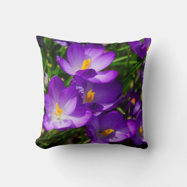 Lilac Crocuses Throw Pillow (Front)