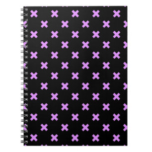 Lilac cross stitches on black notebook