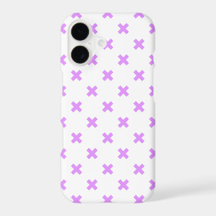 Lilac cross stitches on white