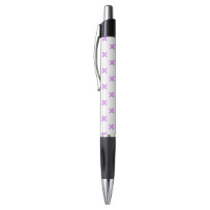 Lilac cross stitches on white pen