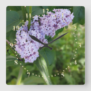 lilac curtain square wall clock