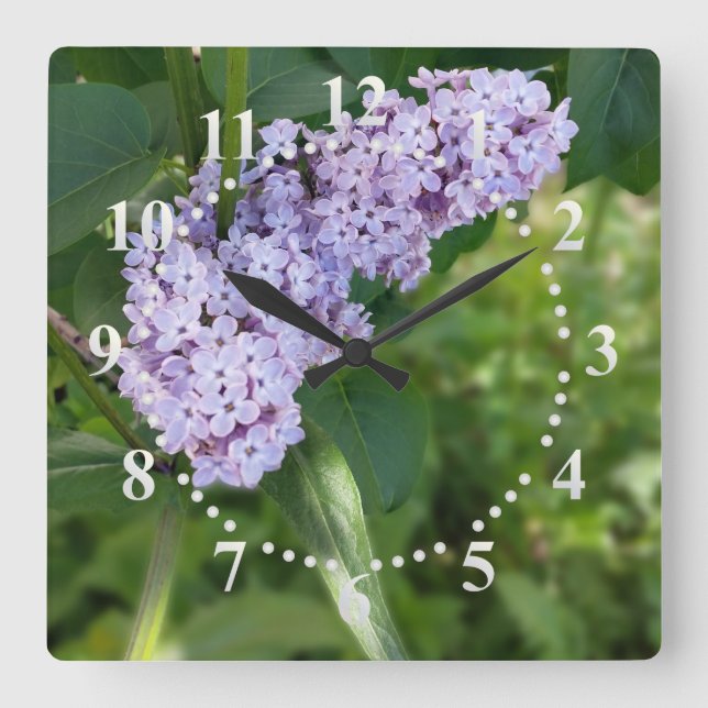 lilac curtain square wall clock (Front)